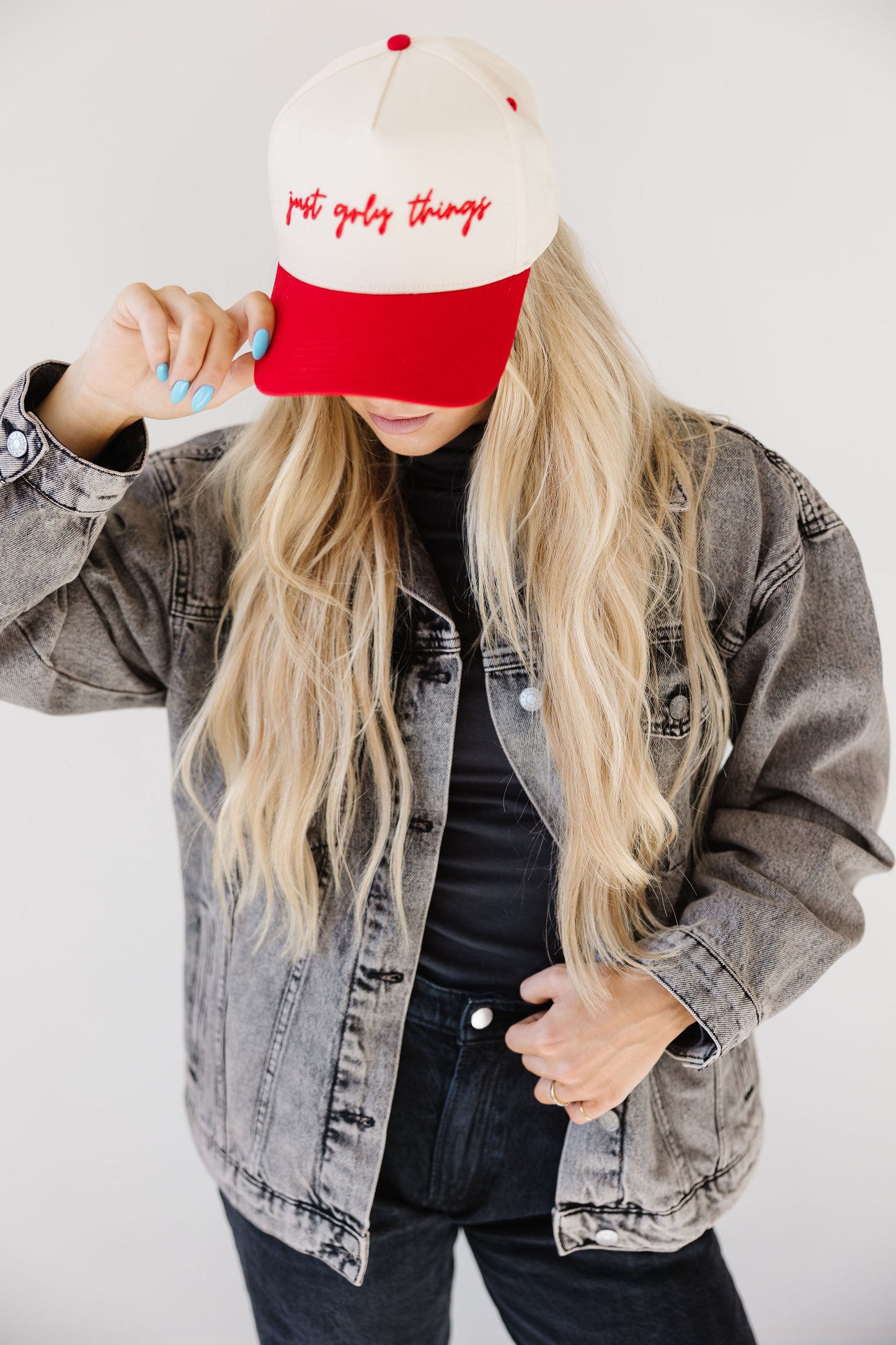 RED "just grly things" Trucker Hat