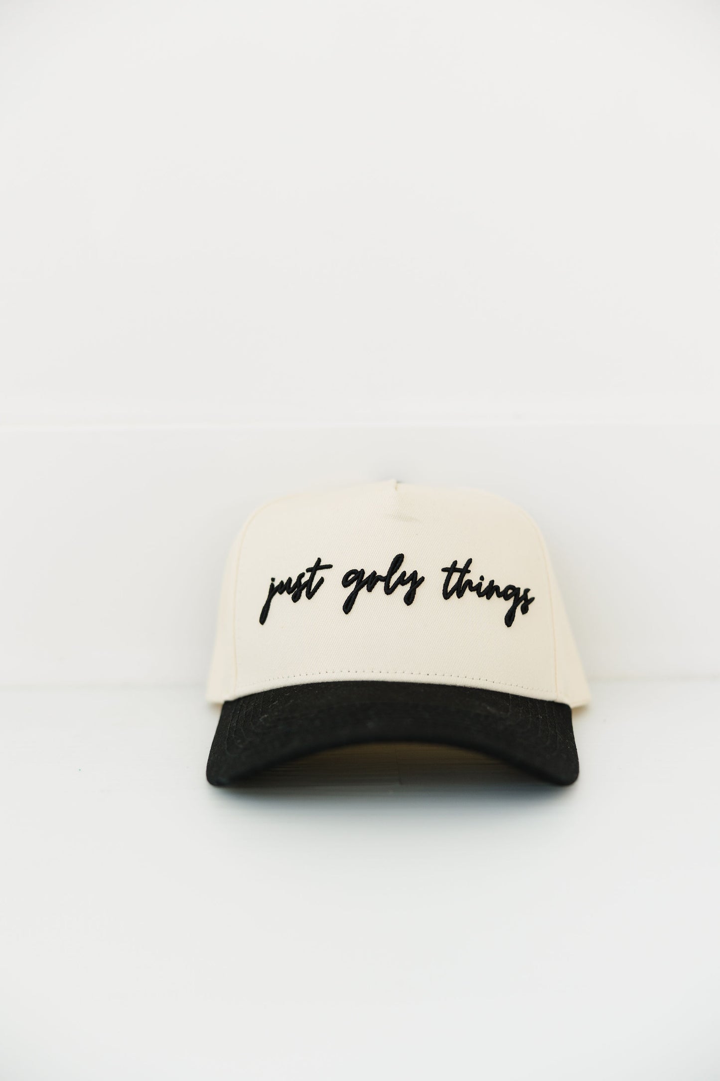 BLACK "just grly things" Trucker Hat