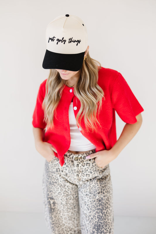 BLACK "just grly things" Trucker Hat