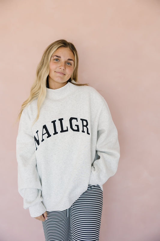 PRE-ORDER Heather gray nailgrl mockneck