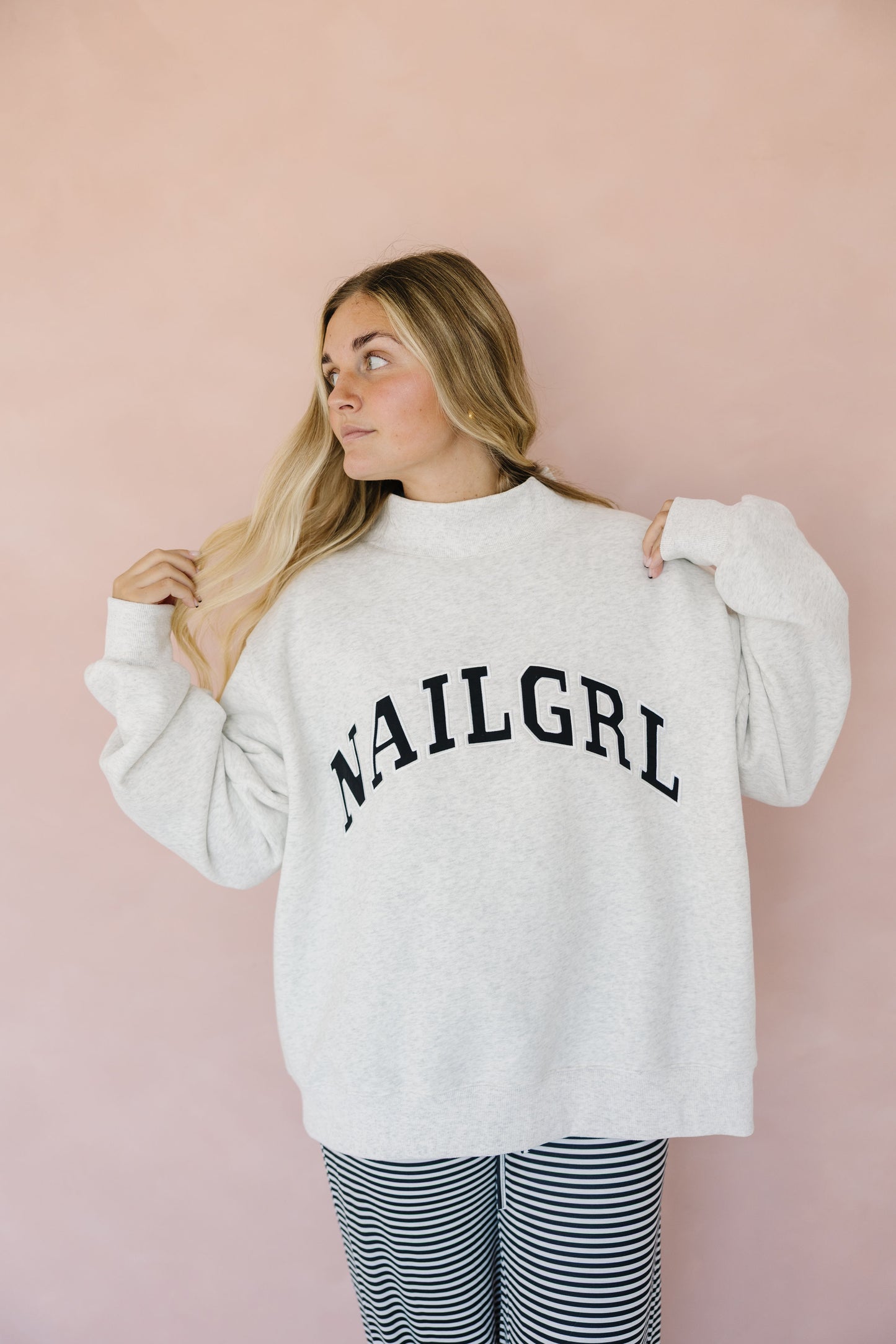 PRE-ORDER Heather gray nailgrl mockneck
